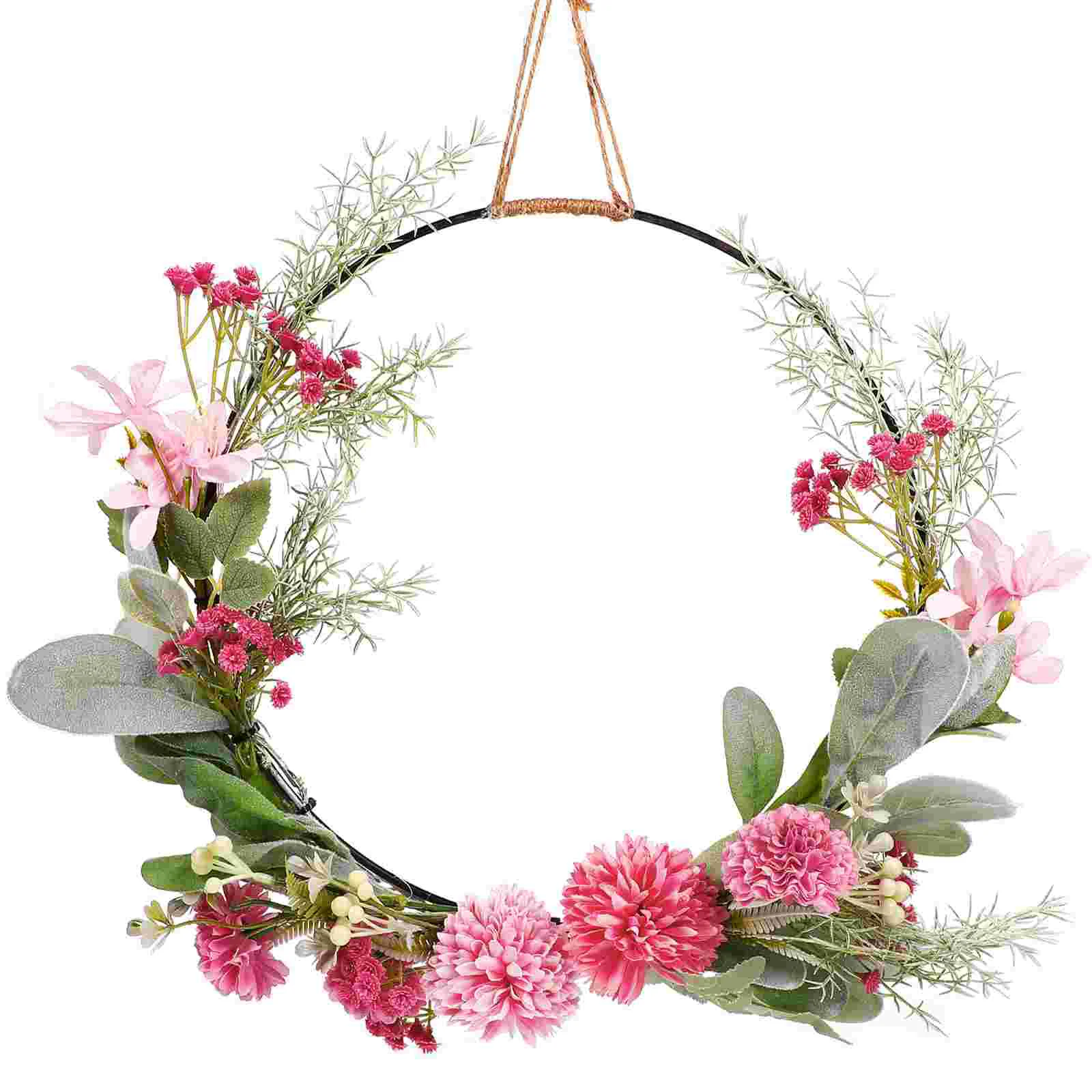 

Artificial Flower Wreath Delicate Hanging Simulation Flowers Leaves Circle Garland Decoration for Wall Front Door Wedding Party