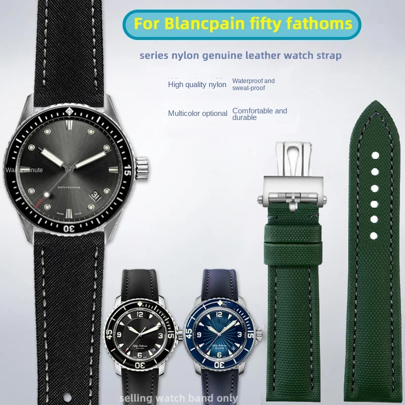 23mm green high-quality nylon strap for Blancpain fifty Fathoms 50