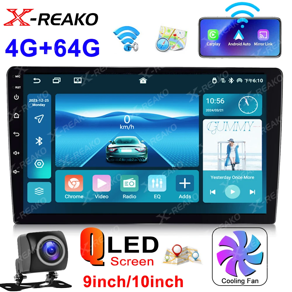 

X-REAKO 2 Din 9/10'' 4+64G Android Car Multimedia Player GPS Navigation BT Car Audio Wifi USB MirrorLink Car Audio Radio Stereo