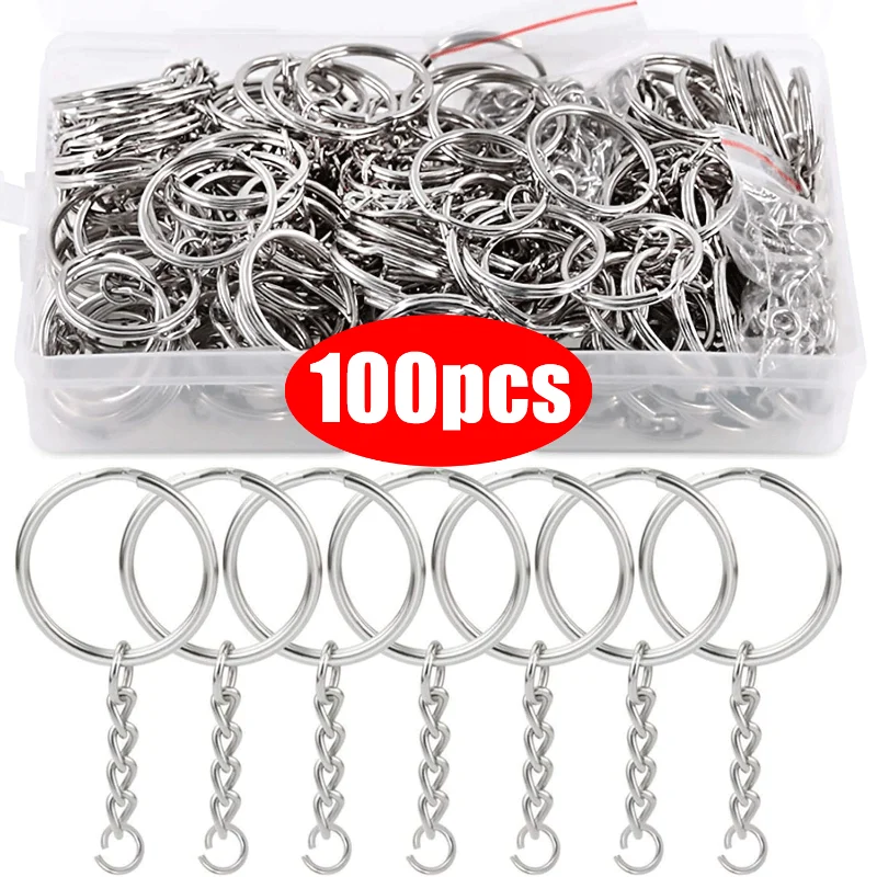 100pcs Metal Blank Keyring Keychain Split Rings Keyfob Key Rings Lobster  Clasp Key Chain Key Pendant Ring Stainless Steel Rings - Key Chains -  AliExpress