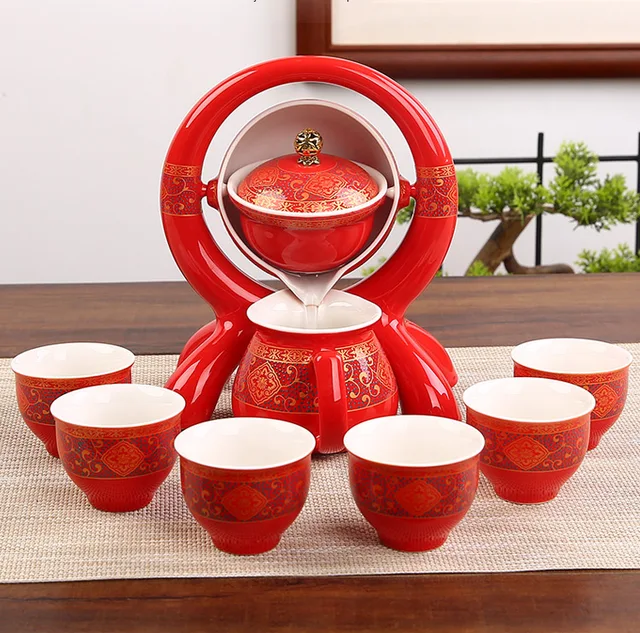 Ensemble de théière et tasse à filtre en céramique, style chinois, service  à thé rouge, cadeaux de mariage, un pot de lecture standardisée, boutique,  ménage - AliExpress