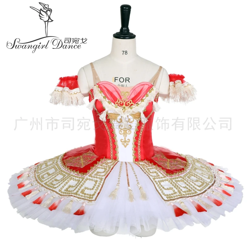 

Red Don Quixote Variation Competition Tutu Women Professional Custom Made Platter Tutu BT9118