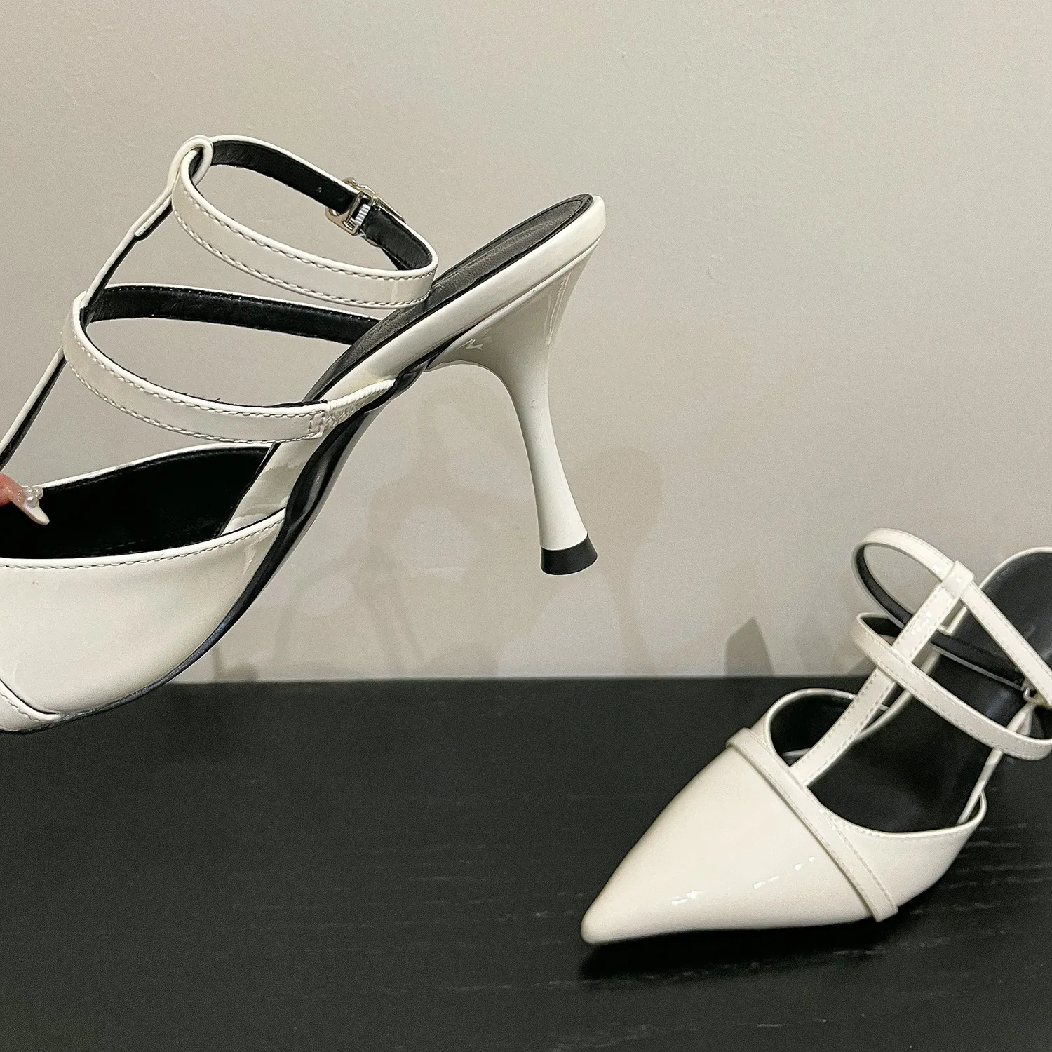 Baotou Sandals Women's  Summer New Korean T-shaped Slim Strap Pointed Thin Heels Shallow Cut Back High Heel Single Shoe