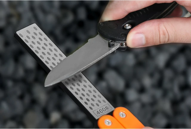 Pierre à Aiguiser Diamant Double Grain 400/600 - Pliable - Pour Couteaux, Ciseaux, Outils - Idéal Camping, Cuisine