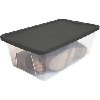 Stackable 6 Quart Clear Organizer Storage Container Bin with Tight Seal Gray Lid for Home Organization, 10 Pack 6