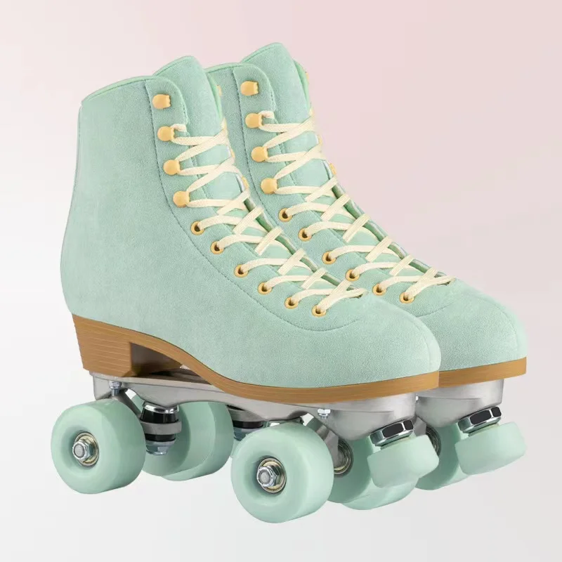 

Artificial Leather Roller Skates Shoes for Men and Women, Double Line Patins, Sliding Inline, Quad Skating Sneakers, Training