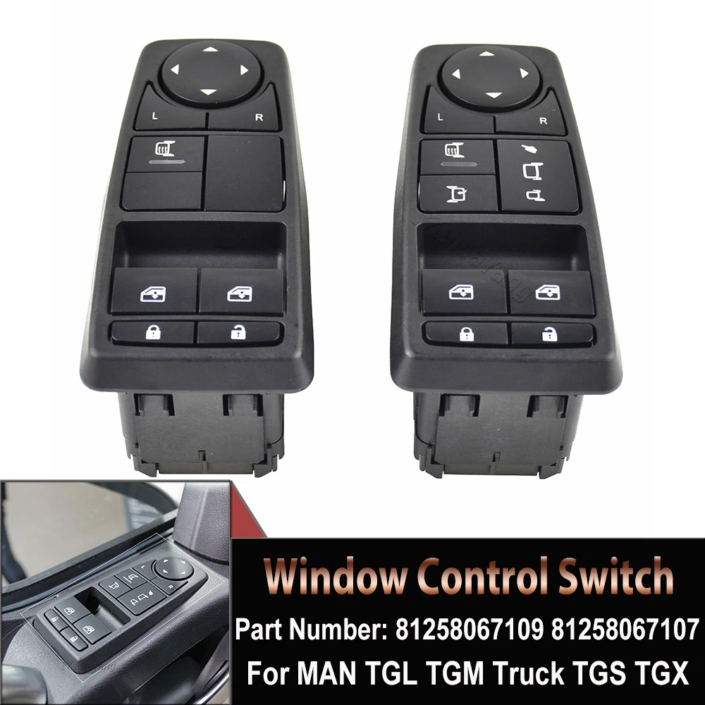 

81258067109 Car Front Door Electric Window Switch For Man TGS TGX TGL TGM SWITCH DRIVER SIDE 81258067094 81258067082 81258067107