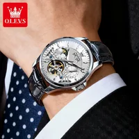 Montre mécanique automatique pour homme OLEVS 7103, montre squelette à volant haut de gamme, montre de luxe à phase de lune, montre-bracelet pour homme 3