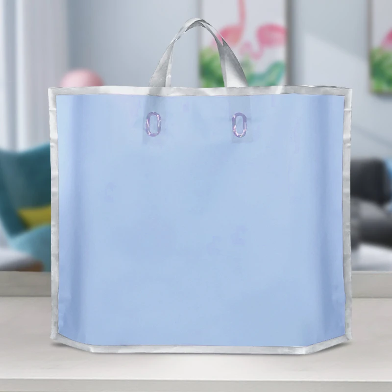 Saco de compras fosco, Silver Edge Gift Bag, Party Supplies Packaging Bag, loja de roupas personalizadas, logotipo personalizado, 50Pcs