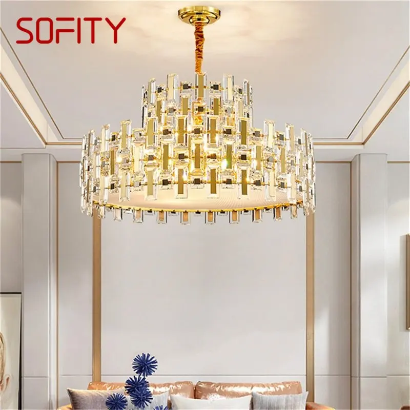 

Креативная Золотая люстра SOFITY в стиле постмодерн, светодиодная роскошная хрустальная лампа для украшения дома
