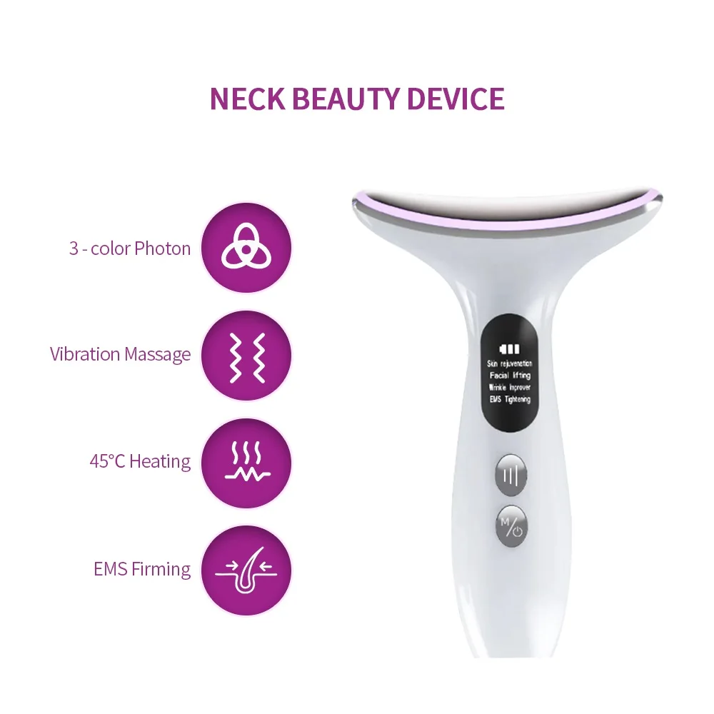 Neck Face Lifting Massager Face V Line Chin Lift Up Double Chin Remover Anti Neck Wrinkle 7 Colors LED Facial Neck Beauty Device