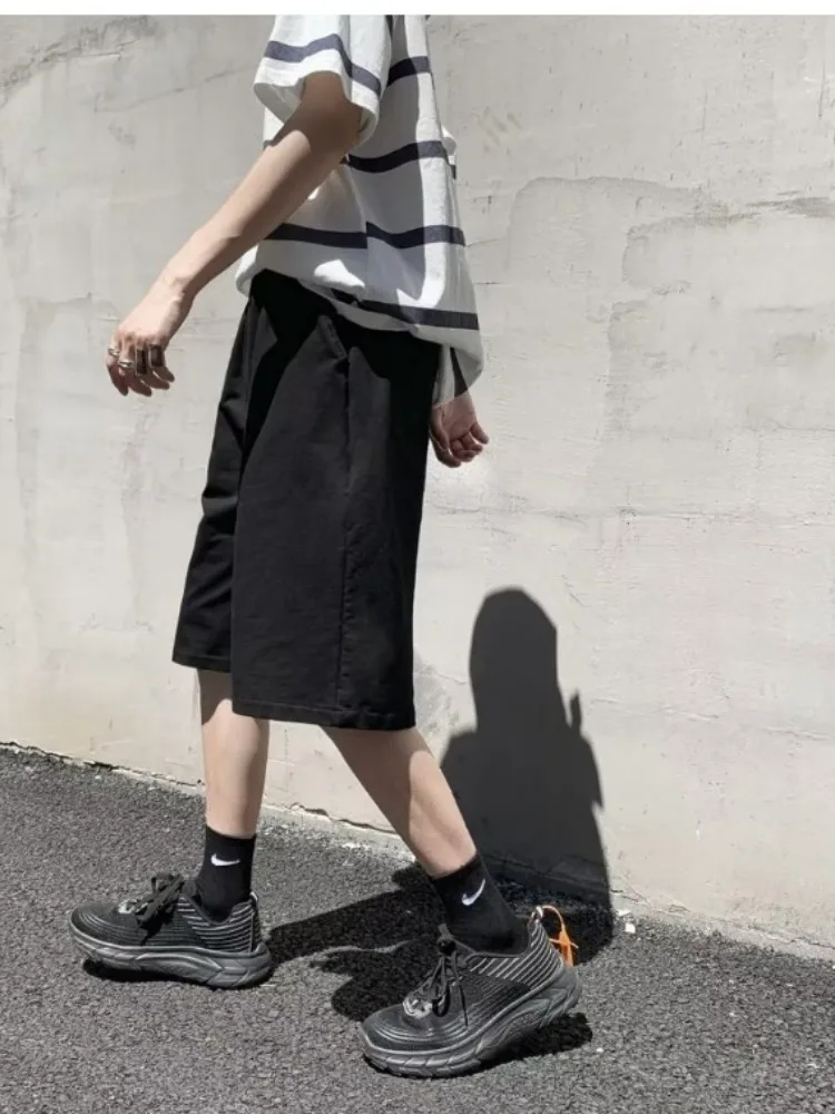 Shorts Male Ins Korea Loose Fitting Quarter Pants Leisure Sweatpants  Summer New Large Size Drawstring Elasticity Beach Pants