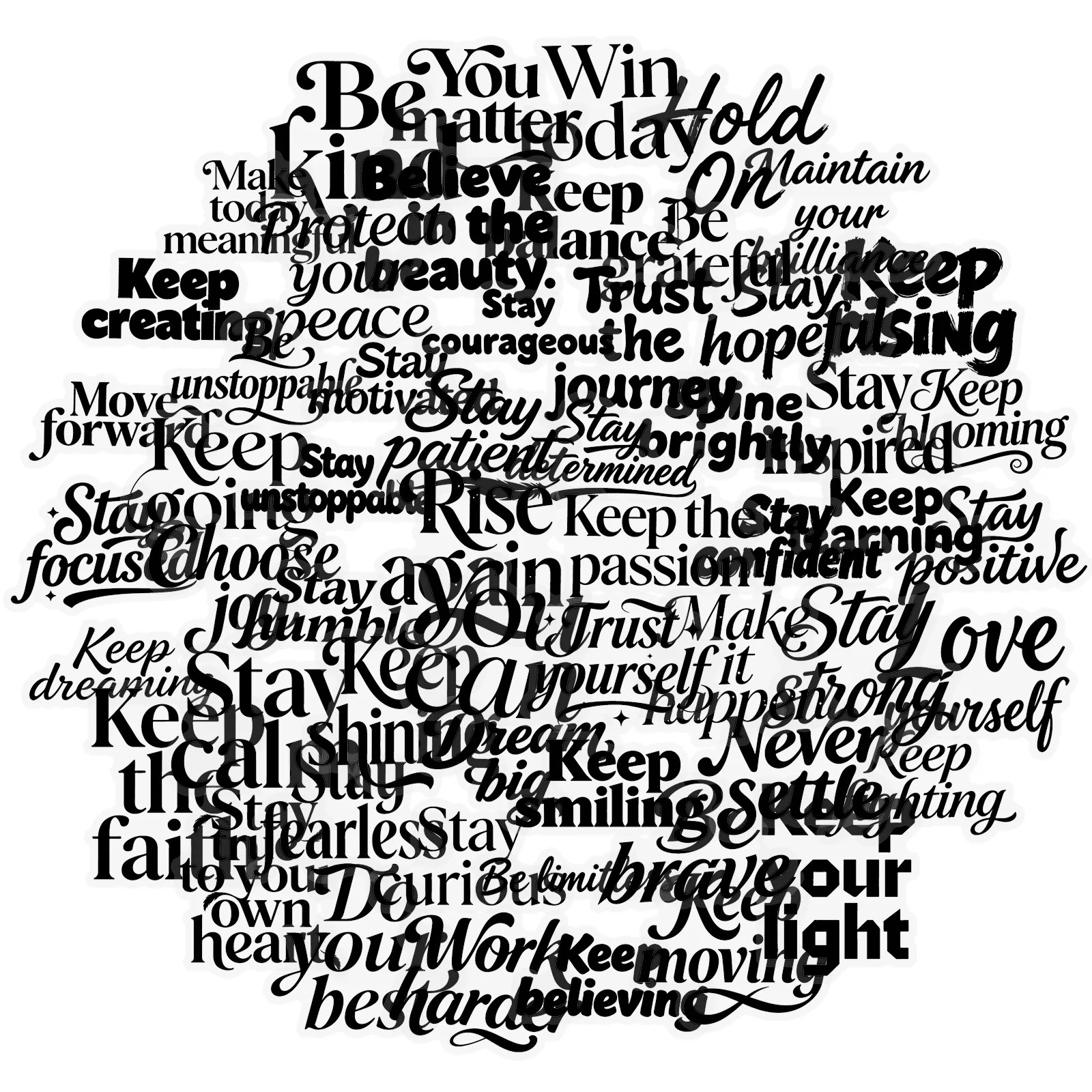 10/56개 동기 부여 문구 텍스트 투명 그래피티 스티커 검정 단어구 장식 DIY 여행가방 노트북 전화기 기타