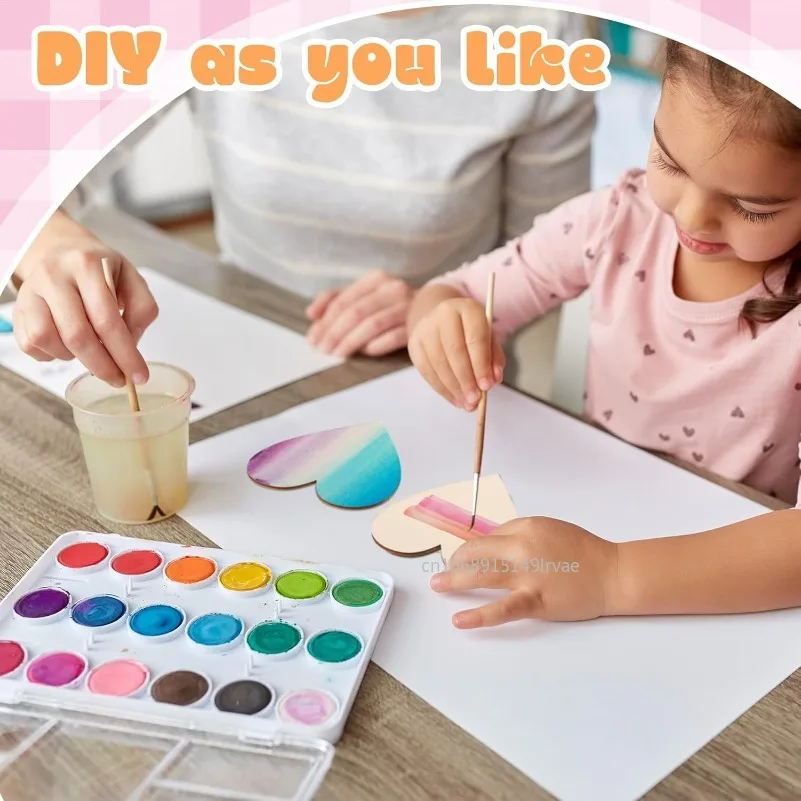 100-10Pcs Wood Heart Shape Unfinished DIY Crafts with Natural Twine for Mother's Day Craft Present Wedding Valentine Ornaments