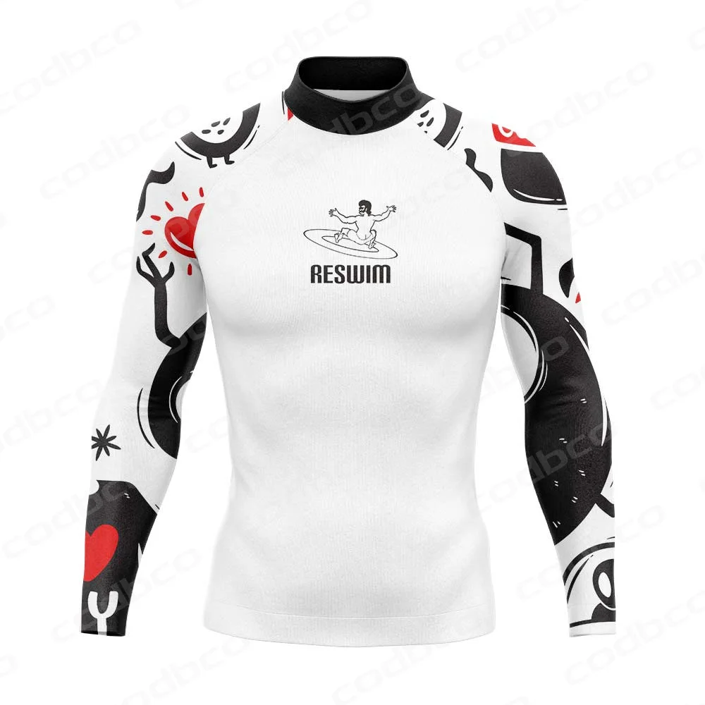 Mens Swimwear Long Sleeve Rashguard Sun UV Protection Surf T-Shirt Surfing Skinsuit Diving Swimming Tight Rash Guard Gym Clothes