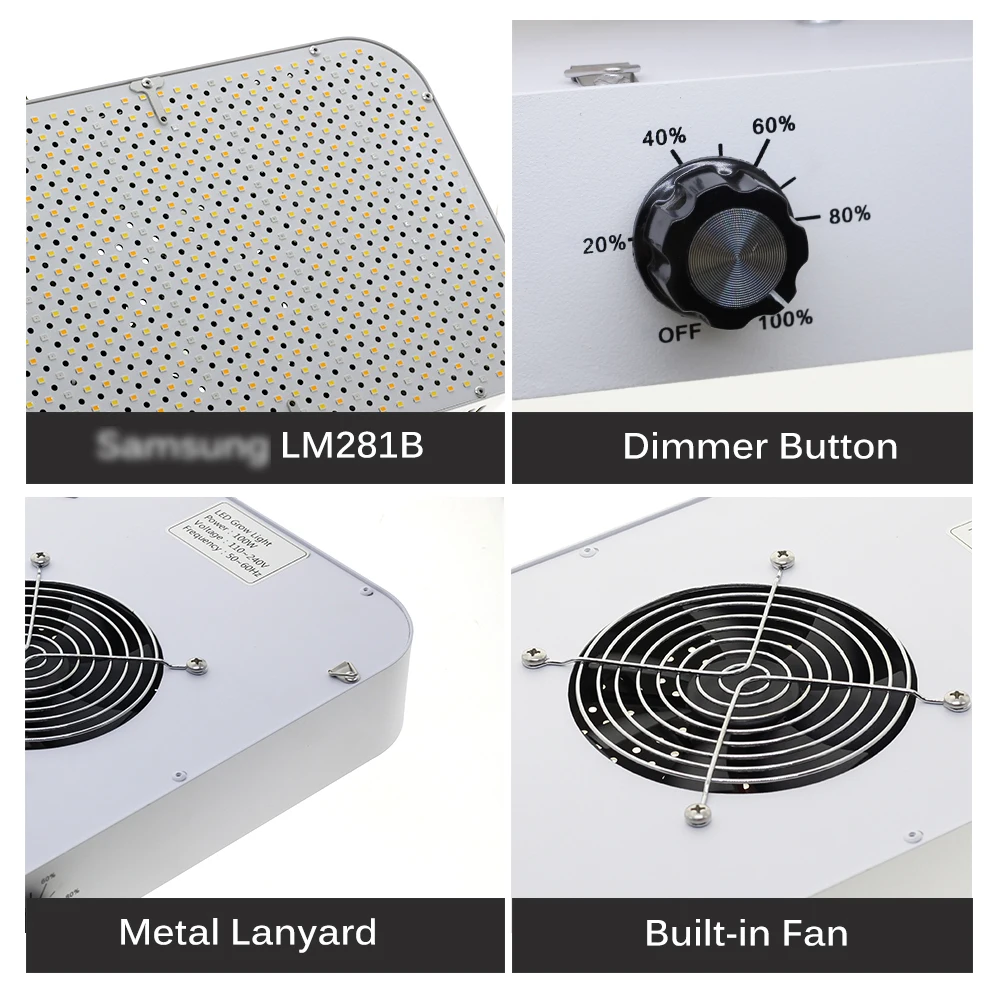 LED Grow Light 100W LM281B Full Spectrum Growing Lamp with Built-in Fan for Greenhouse Plant Hydroponic Growth Lighting Veg 6 LED Grow Light 100W LM281B Full Spectrum Growing Lamp with Built-in Fan for Greenhouse Plant Hydroponic Growth Lighting Veg - Image 6