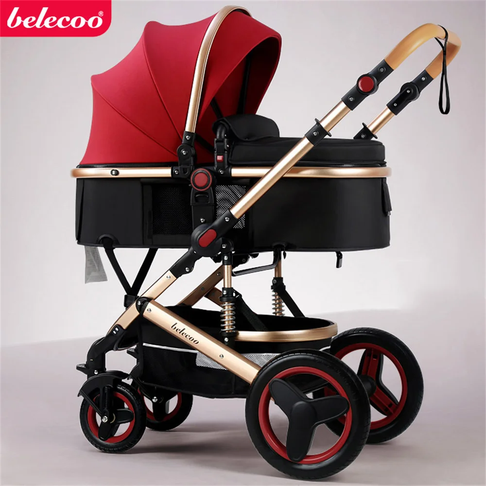 Belecoo-折りたたみ式ベビーカー2 in 1,軽量,両面,4シーズン