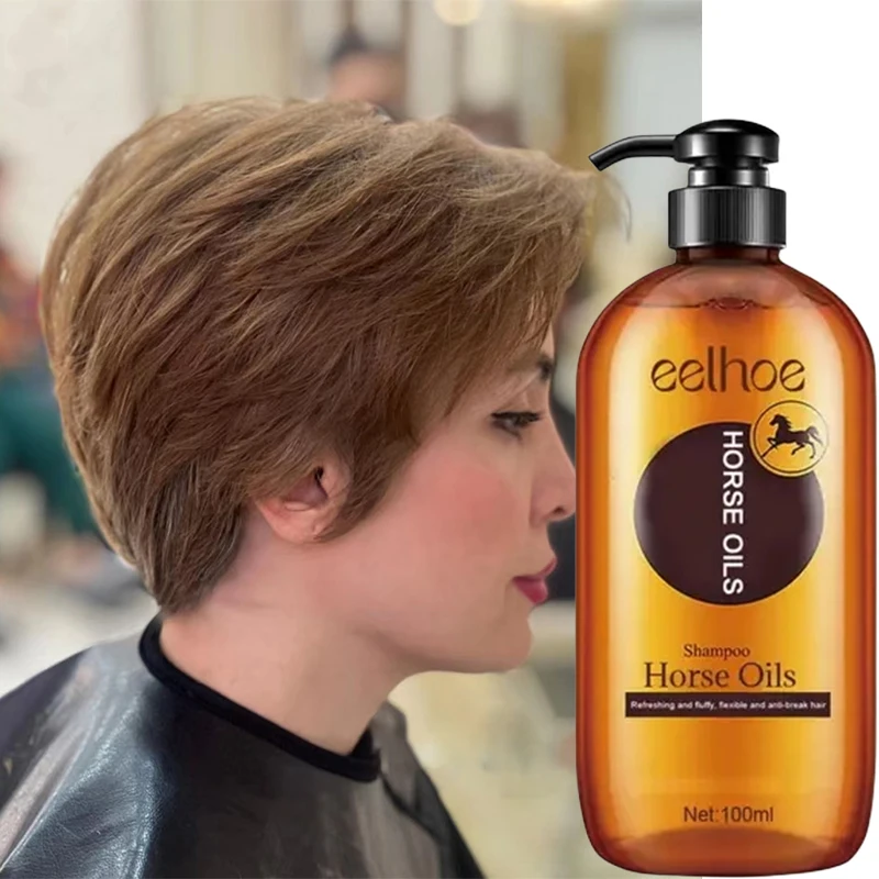 Шампунь с конским маслом для женщин, питательное средство, Незаменимое средство против выпадения волос, шампунь с волнистым управлением для роста волос, уход за волосами