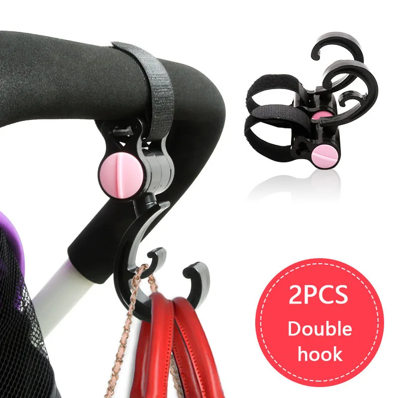 

2Pcs/Set Baby Stroller Multi Purpose Double Hooks Rotate 360 Degree Pram Clips Trolley Cart Bag Hanger BB Stroller Accessories