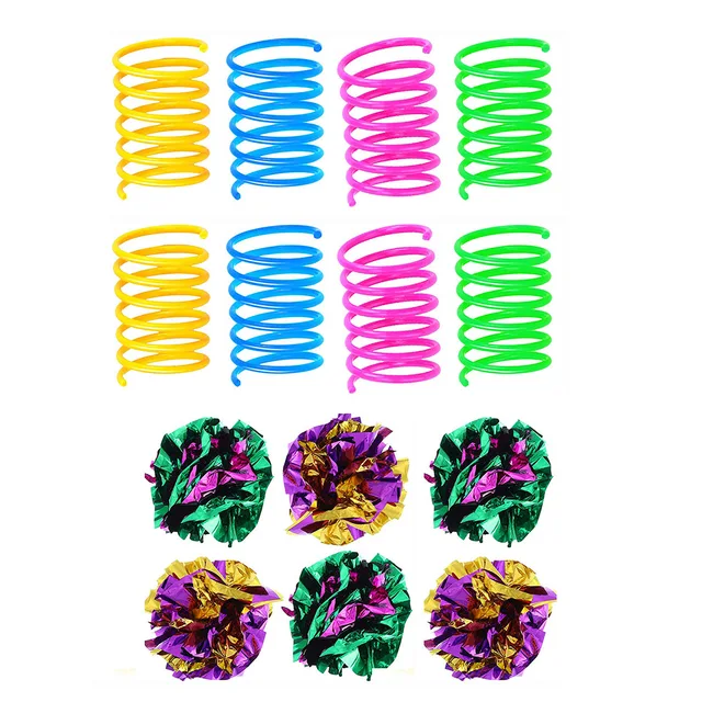 14 Pack Spring Paper Hair Ball Cat Toy Set Cat Toy Interactive  Pet Products for Cat Toys Pet Accessories 2