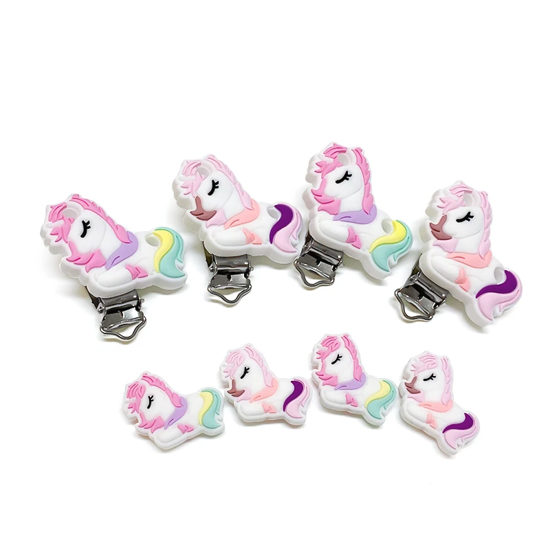 3/10pcs New Silicone Unicorn Beads Teether Food-Grade Chewing Teeth Bead DIY Nipple Chain Jewelry Accessories