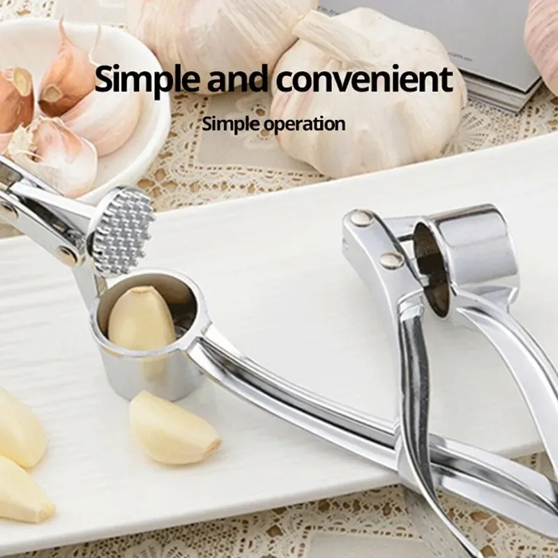 Garlic Masher 1pc Silvery Stainless Steel Kitchen Vegetable Cooking Extruder Manual Ginger Grinder Tool