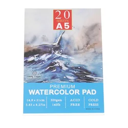 Premium Cold - Pressed Watercolor Paper Pad, 140lb/300gsm, 20 Acid - Free Sheets (A5)