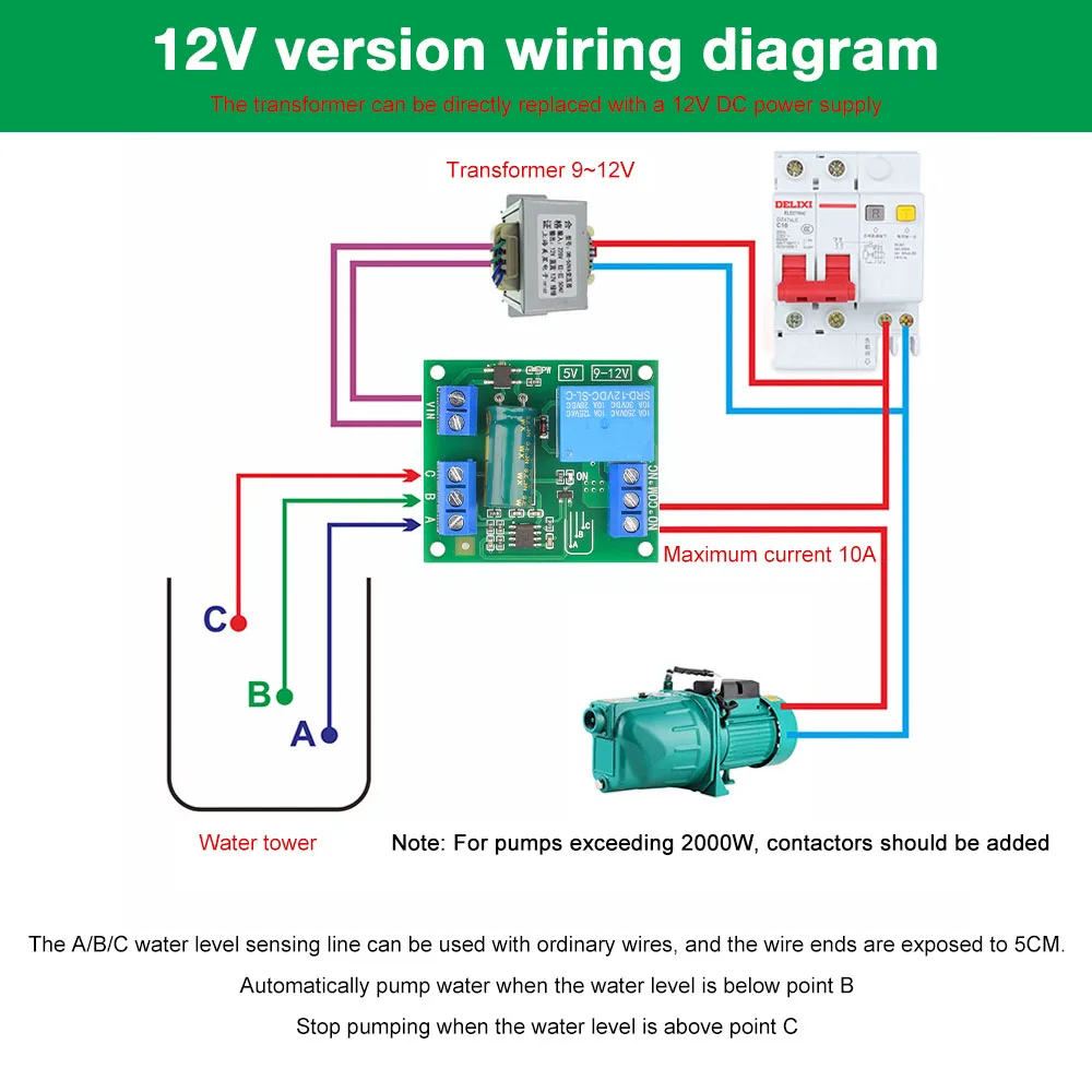 5V/12V Water Level Automatic Controller Liquid Sensor Switch Solenoid valve Motor Pump automatic control Relay Board