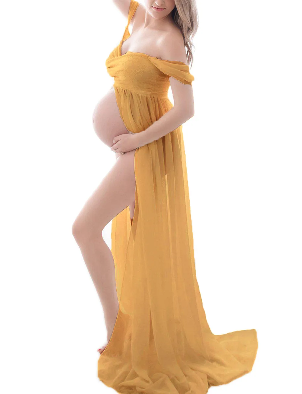 Women Pregnancy Fashion Solid Color Long Dress Summer Maternity Dresses for Photo Shoot Photography Props womens dresses