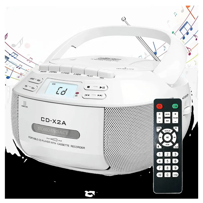 

Portable Bluetooth Speaker CD tape player Boombox Cassette Recorder Stereo Player with TF/USB Port AM/FM Radio Cai De Som