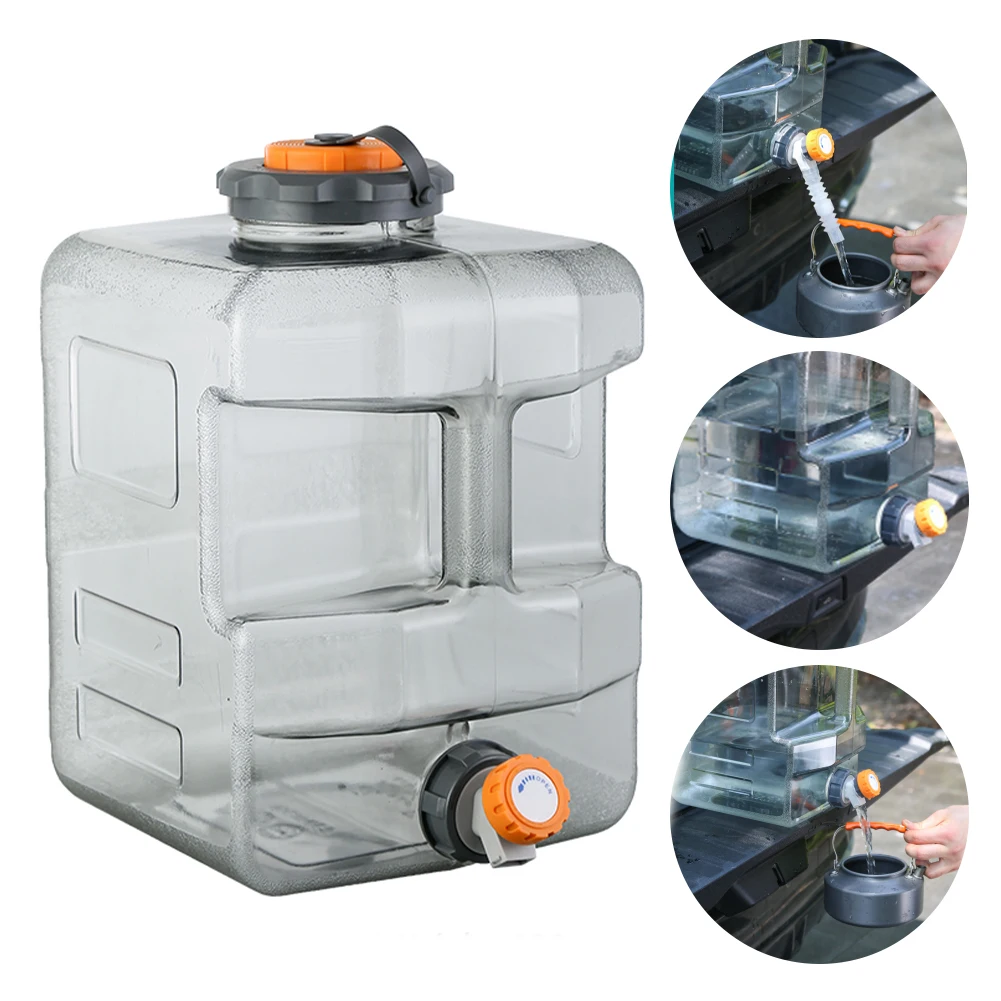 8L /12L /15L 캠핑용 비상 물 저장통(스피곳 포함) 휴대용 물탱크 (캠핑, 야외 하이킹용)