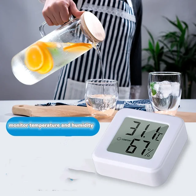 Mini thermomètre d'ambiance intérieur, Moniteur d'humidité hygromètre  numérique, température ambiante avec écran LCD, Moniteur température et  d'humidité à la…