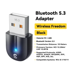 Essager USB Bluetooth 5.3 Adapter and Audio Receiver (Black)