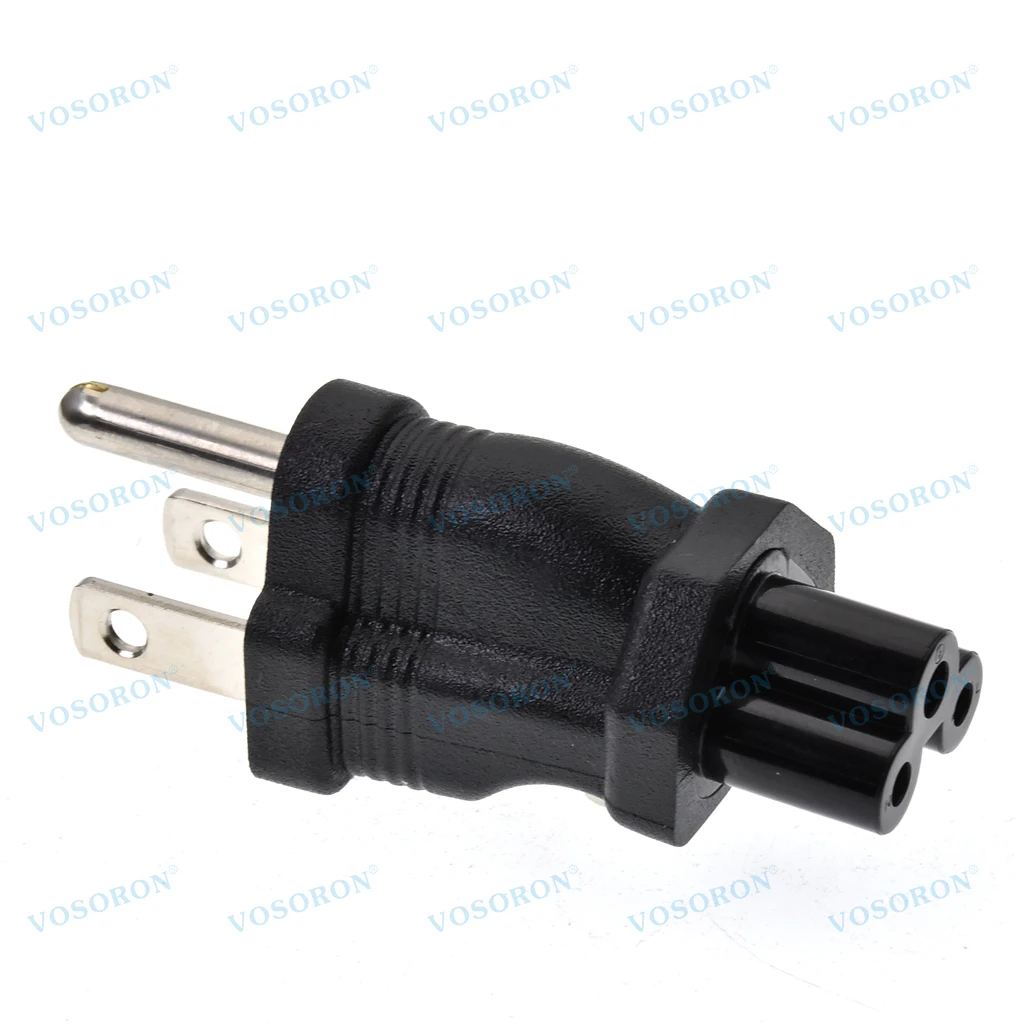 IEC320 C5 to USA NEMA 5-15P Power Plug Adapter