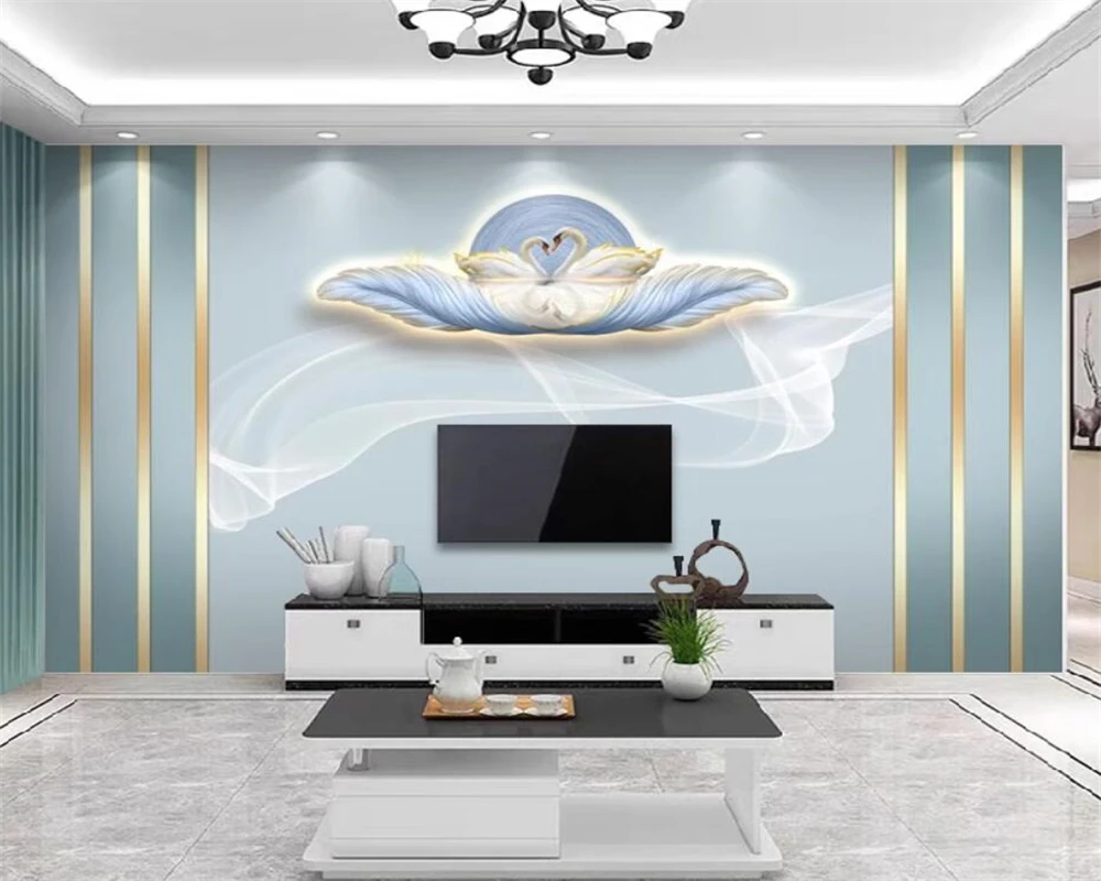 beibehang Customized New TV Background Abstract Feather Bedroom Film Wall Mural Painting Living Room Sofa Wallpaper