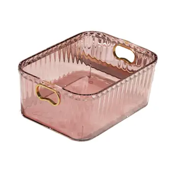 Clear Pink Acrylic Storage Bin – Makeup & Vanity Organizer Box