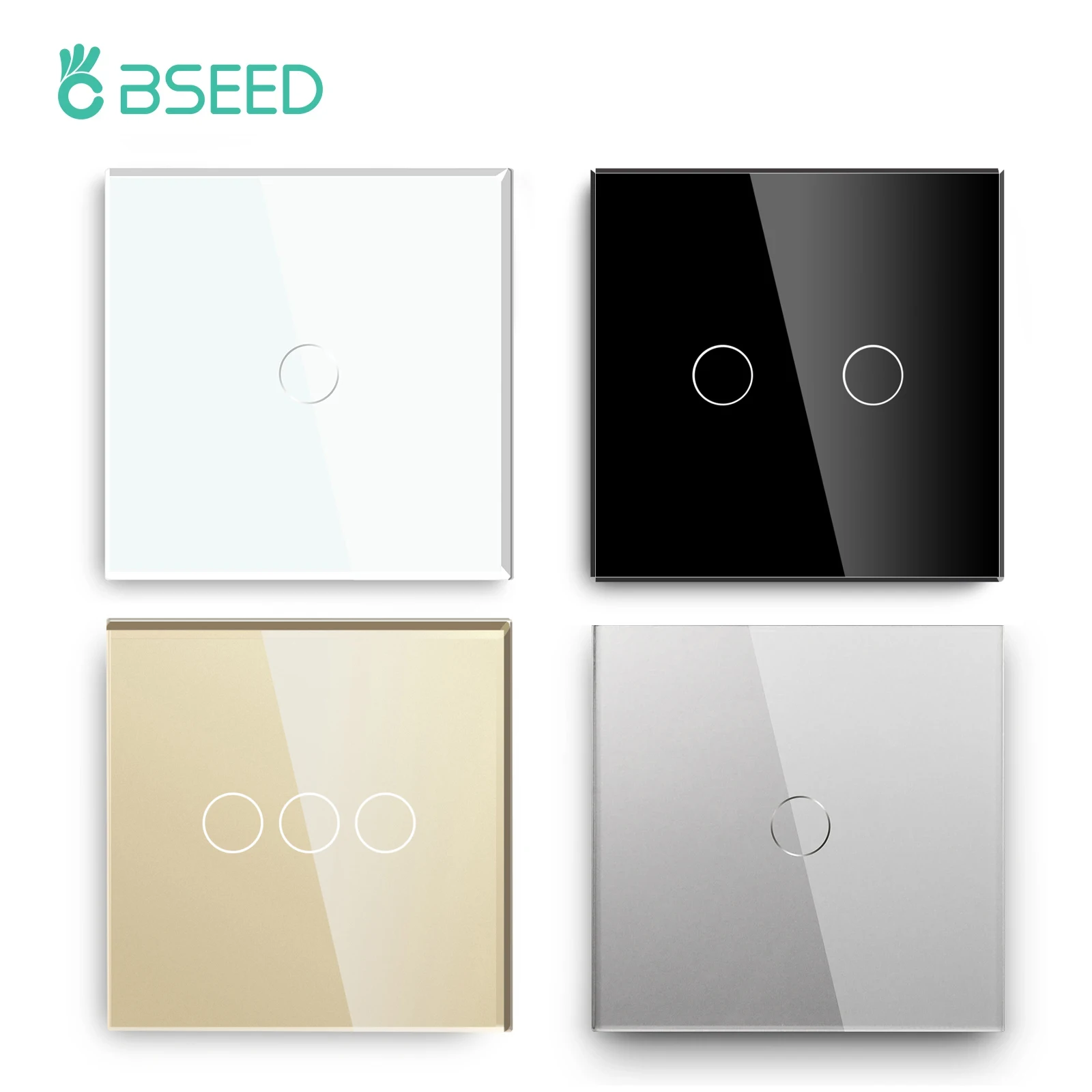 BSEEDLIFE Stopcontact met Smart wifi-lichtschakelaar, intelligente schakelaar, inbouw, compatibel met Alexa en Google Home, knopschakelaar, 1- voudig, 1-weg, Smart Home lichtschakelaar, wit (86 x 157