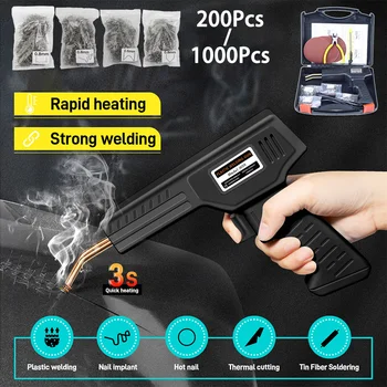 Saldatore di plastica da 50 W, kit cucitrice a caldo, kit pistola saldatore di plastica, kit di riparazione del paraurti dell'auto Semplicità dell'uso per la riparazione della plastica fai da te domestica 1