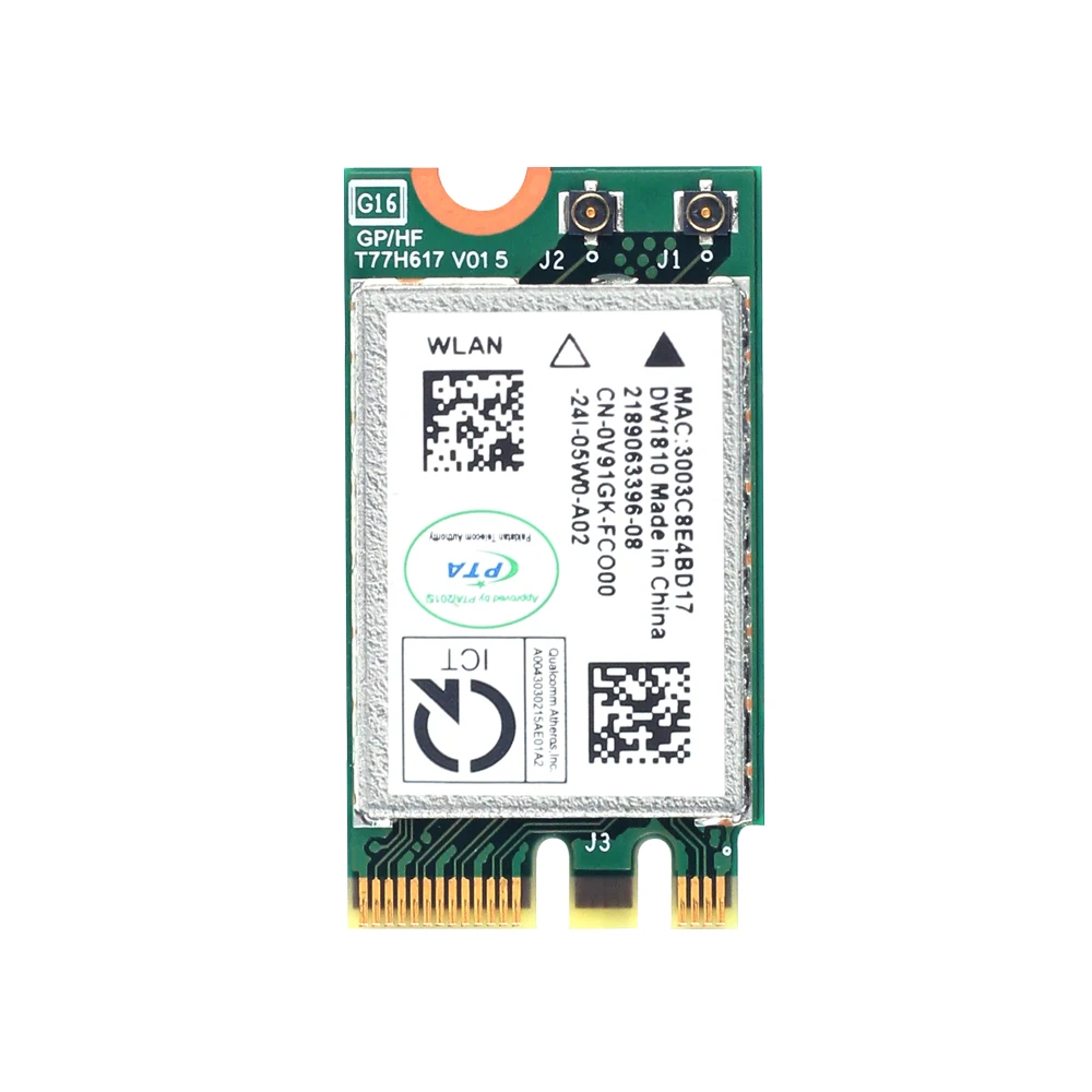 QCNFA435 무선 어댑터 카드 QCA9377 Wi-Fi 5 블루투스 4.1 433Mbps 802.11AC M.2 NGFF 듀얼 밴드 2.4G/5GHz Win7/8/10용