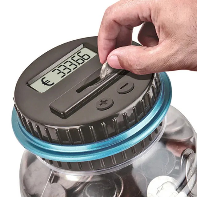 Euro Piggy Bank Counter Coin Electronic Digital LCD Counting Coin Money Saving Box Jar Coins Storage Box EURO Money Deposit 3