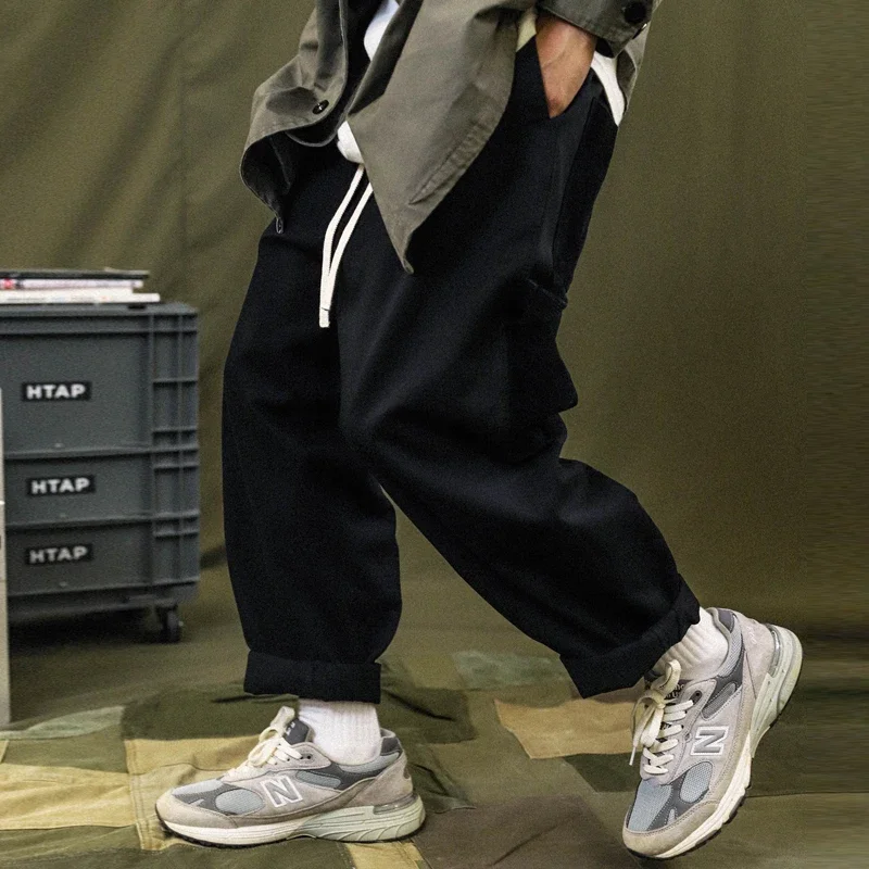 TDFR Patchwork Cargo Pants Men Corduroy Contrast Stitch Trousers Mens Streetwear Loose Casual Pants