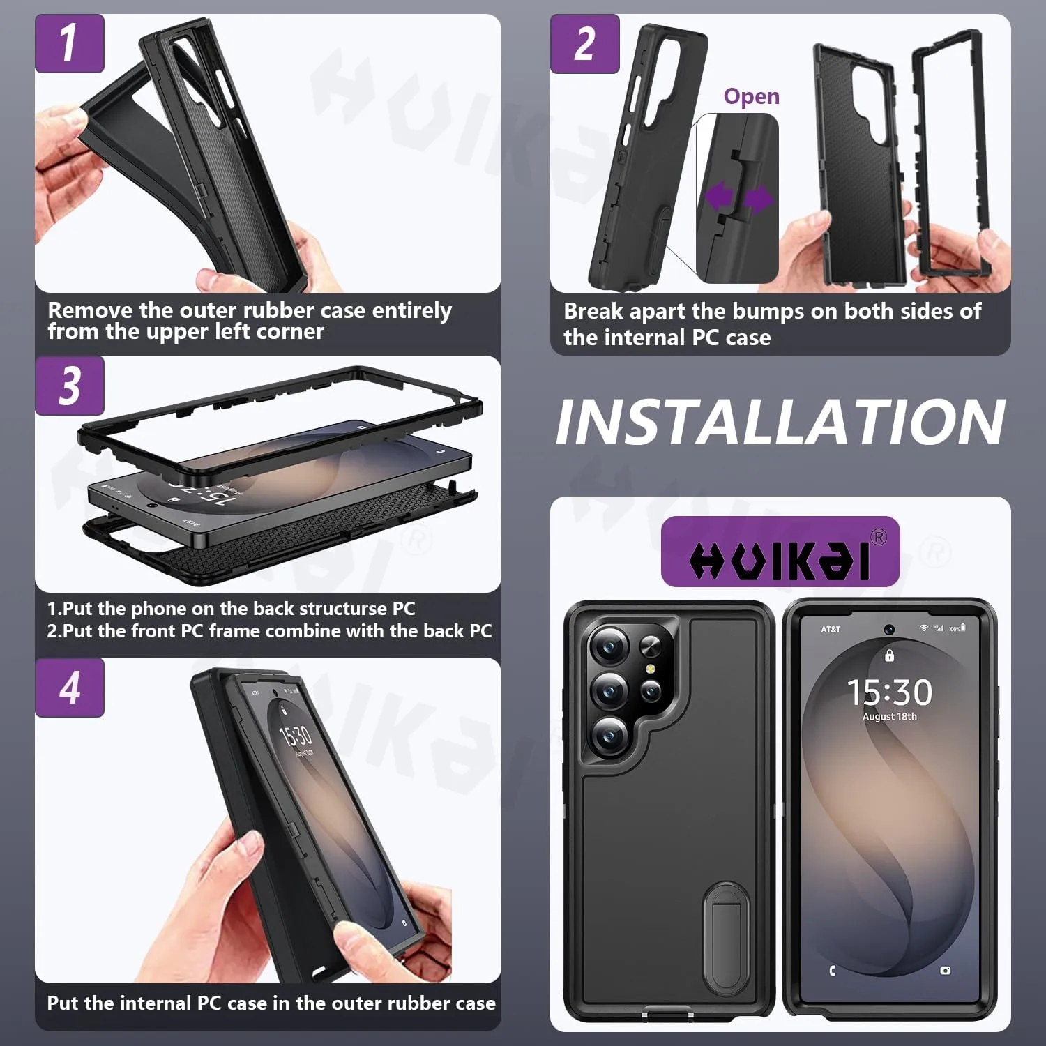 Heavy Duty Shockproof Rugged Phone Case with Kickstand and Anti-Scratch Protection