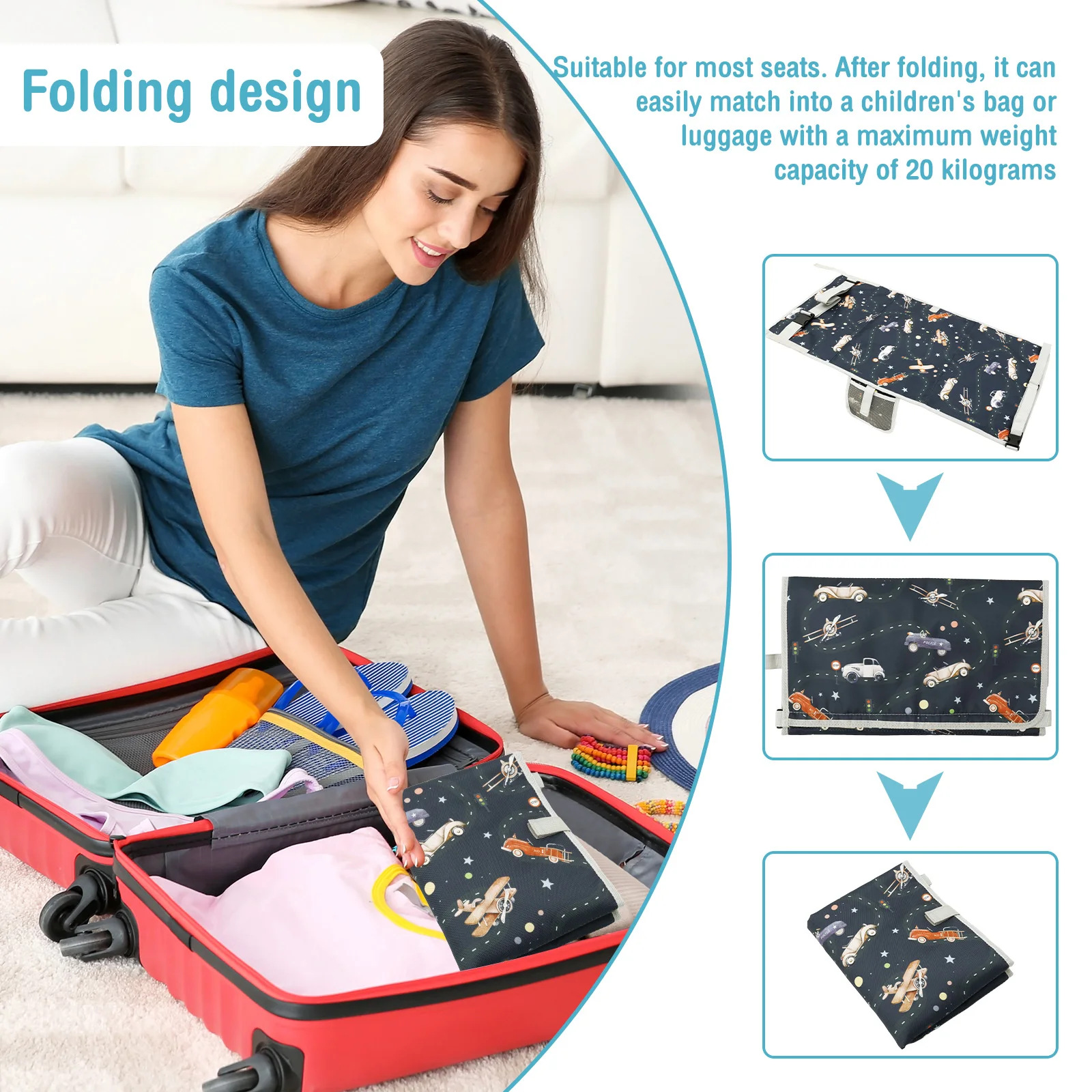Toddler Airplane Bed Oxford Cloth Toddler Plane Seat Extender Portable Breathable Travel Foot Rest Hammock Kids Bed for Car 4