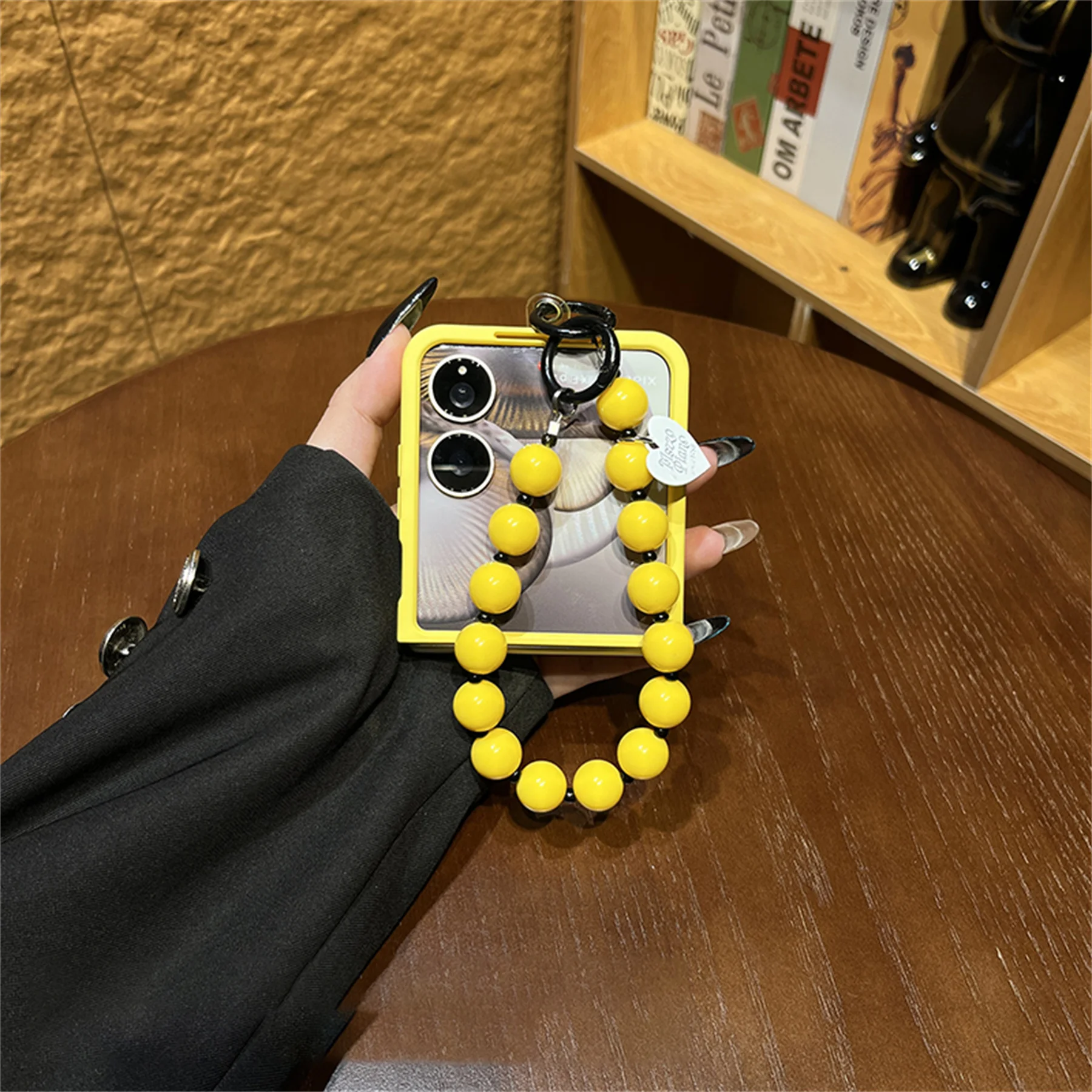 Candy Color Phone Case with Heart Bead Bracelet