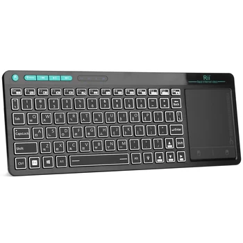 Rii K18S 미니 블루투스 무선 2 LED 컬러 백라이트 멀티미디어 키보드, 마우스 충전식 키보드, 안드로이드 TV 박스, PC용