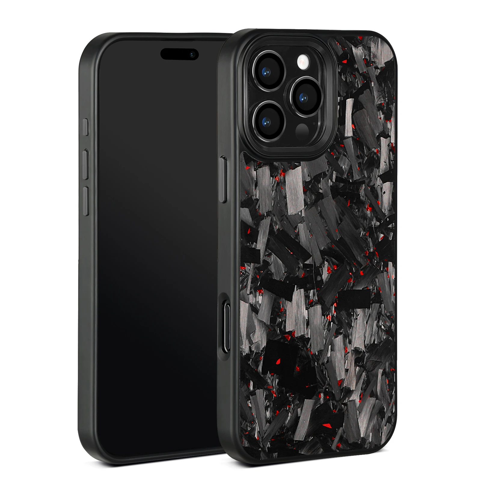 Magnetic Forged Carbon Fiber Phone Case with Metal Lens and Buttons for Car MagSafe Holder Charger