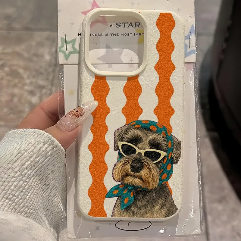Pink Striped Puppy Cocktail Pattern Phone Case – Trendy Brand Design Cover