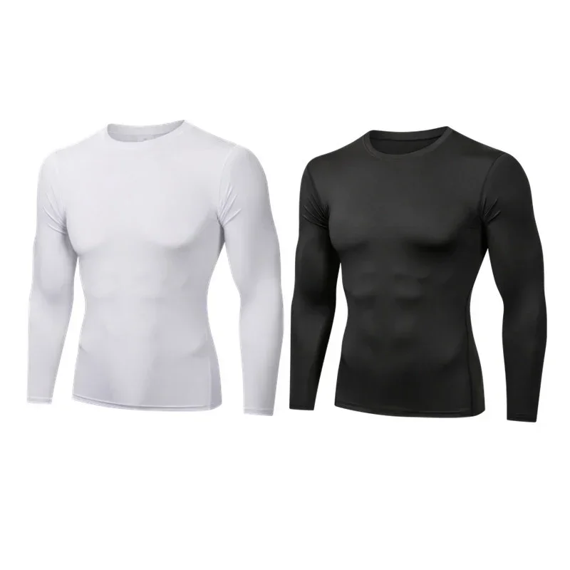 2 Pack Men's Compression Shirts Gym Long Sleeve Running Workout Tops Base Layer Quick Dry Sports Athletic Workout T-Shirt 4