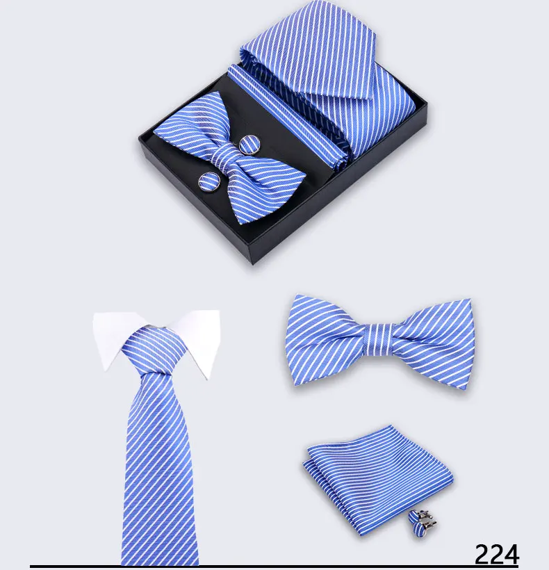 Herren-Krawattenset mit Box, Paisley-gestreifte Hochzeitskrawatte für Herren, Fliege, Einstecktuch, Manschettenknöpfe, Geschenkset, Business-Anzug-Accessoires – Detail 26