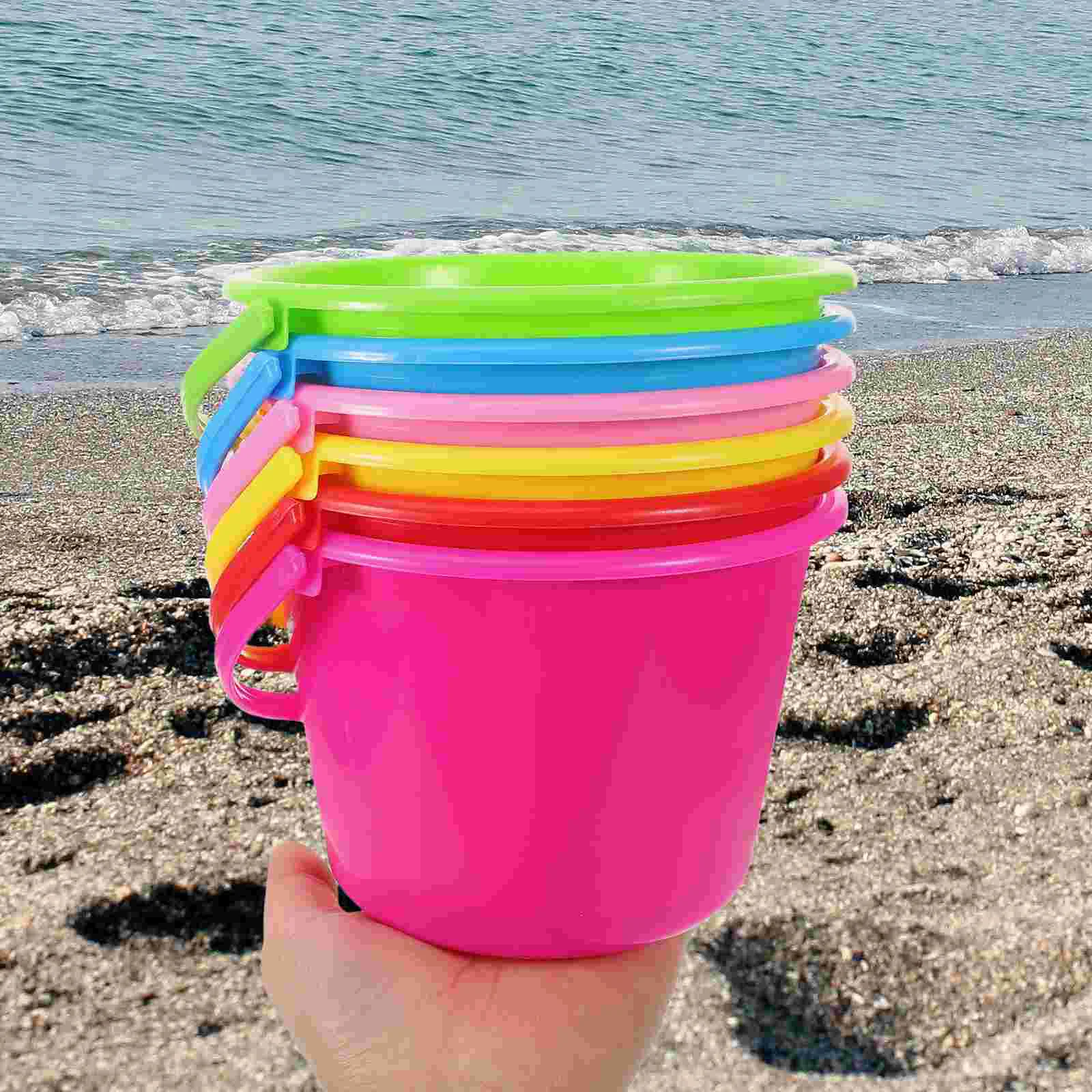 6 Pcs Children's Beach Bucket Bulk Buckets for Kids Summer Digging Pails and Water Mini Sand Toys Multi-use Tool 3